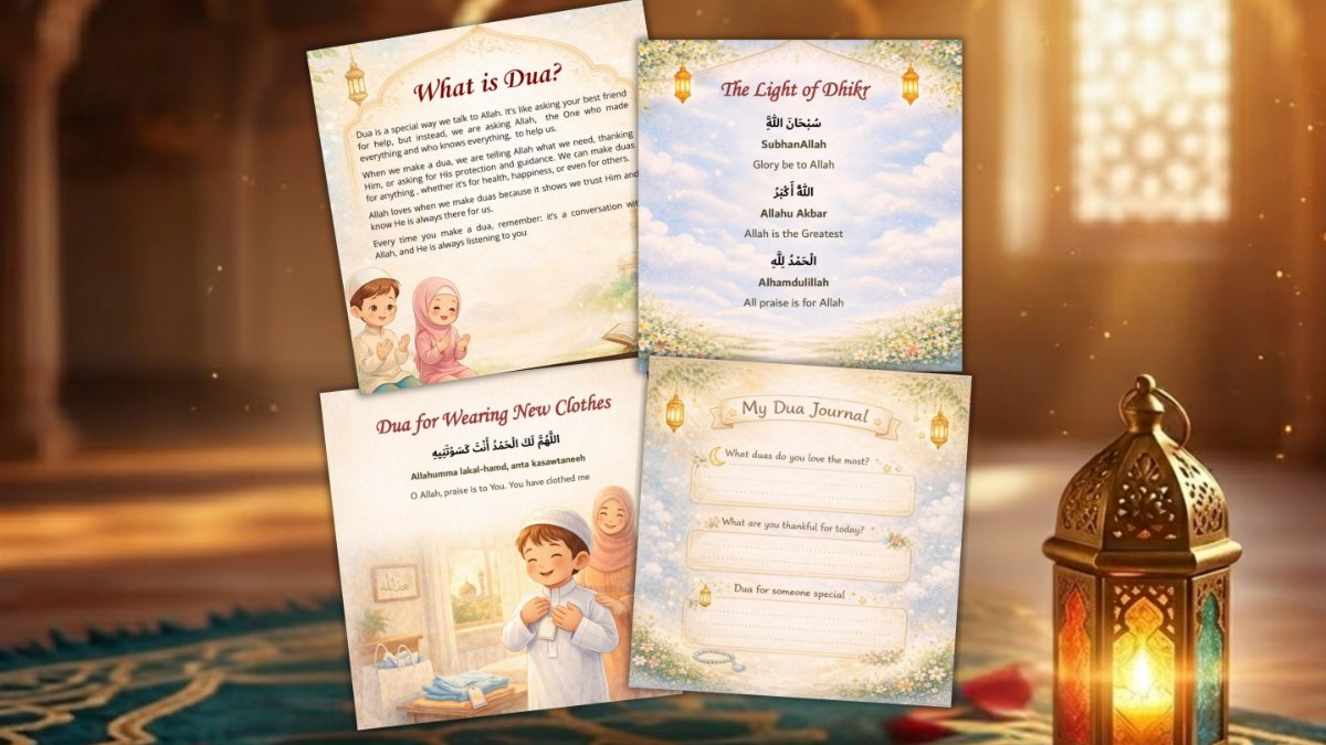 Inside pages of Little Muslims' Book of Duas - sample spread